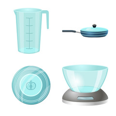 Vector illustration of kitchen and cook sign. Collection of kitchen and appliance stock symbol for web.