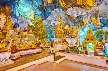 In white stalactite cave of Pindaya complex, Myanmar
