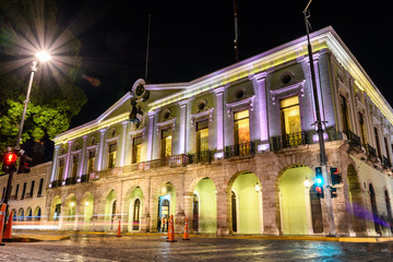The house "Palacio de Gobierno del Estado de Yucátan" in Merida, Yucatan at night