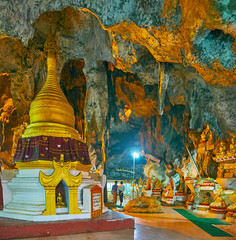 The stupa in stalactite cave, Pindaya, Myanmar