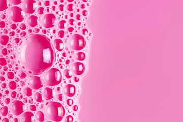 Pink foam bubble texture. Empty copy space abstract color water. Washing suds pattern background.