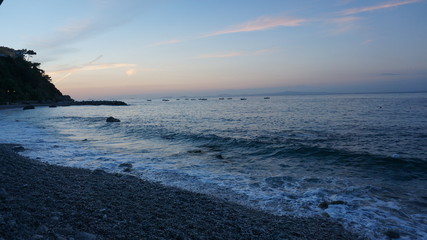 Purplel evening sky at the sea