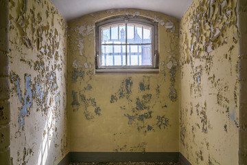 View of the prison cell from the inside.