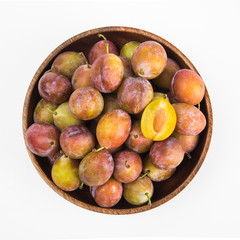 Overhead view of prunus in a bowl