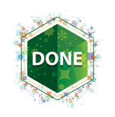 Done floral plants pattern green hexagon button