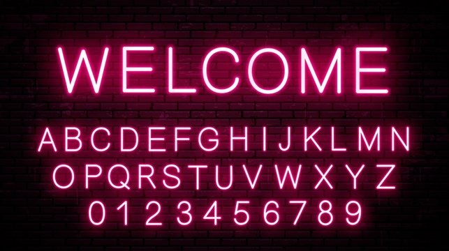 Vector neon letters of the English alphabet