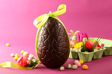 chocolate egg for easter and decoration