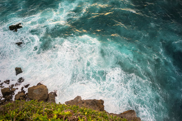 ocean view from the cliff at sunset