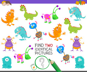 find two identical monsters task for children