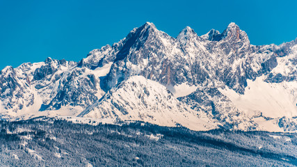 Obraz premium Beautiful alpine winter view at Flachau-Salzburg-Austria