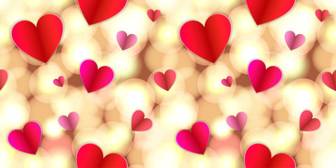 Vector Seamless Pattern, Abstract Background with Hearts.