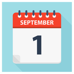 September 1 -  Calendar Icon - Calendar design template