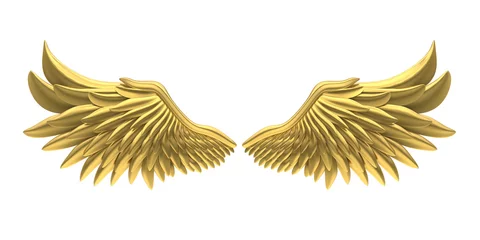 Fotobehang Golden Angel Wings Isolated © nerthuz
