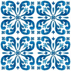 Fototapeta na wymiar Beautiful hand painted Azulejos tile pattern decorations vector