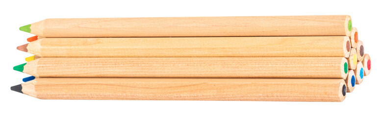 assorted color pencils, isolated on white background