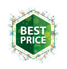 Best Price floral plants pattern green hexagon button