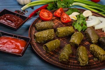 Dolma in grape leaves