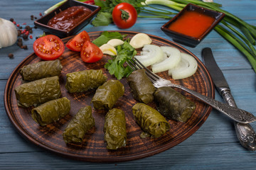 Dolma in grape leaves