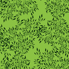 Naklejka na ściany i meble pattern botany green branches nature on a green background