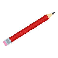 Red pencil icon. Flat illustration of red pencil vector icon for web design