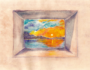 Sunset window's view 