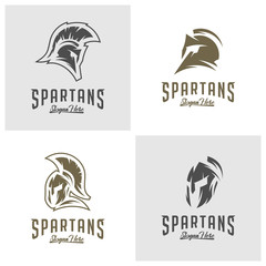 Set of Spartan Logo Vector, Sparta Logo Vector, Spartan Helmet Logo Template, Icon Symbol