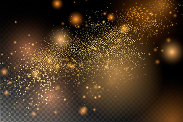 The dust sparks and golden stars shine with special light. 