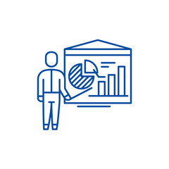 Accounting analysis line concept icon. Accounting analysis flat  vector website sign, outline symbol, illustration.