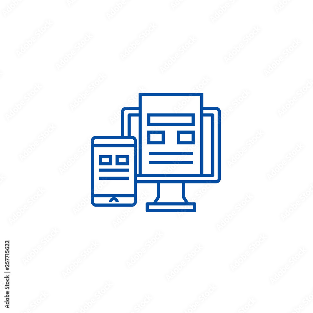 Poster adaptive interface line concept icon. adaptive interface flat vector website sign, outline symbol, i