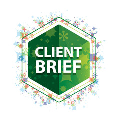 Client Brief floral plants pattern green hexagon button