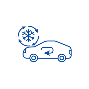 Air Conditioning, Car Service Line Concept Icon. Air Conditioning, Car Service Flat  Vector Website Sign, Outline Symbol, Illustration.