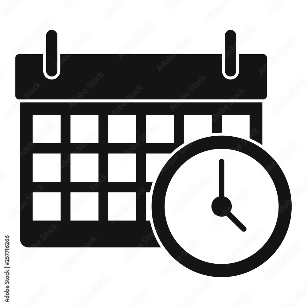 Poster calendar time clock icon. simple illustration of calendar time clock vector icon for web design isol