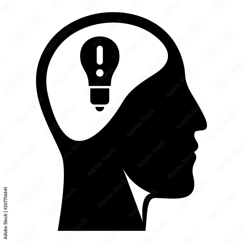 Poster head bulb idea icon. simple illustration of head bulb idea vector icon for web design isolated on wh