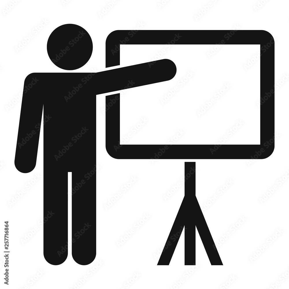 Poster man show to banner icon. simple illustration of man show to banner vector icon for web design isolat