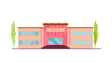 Shopping mall building exterior. Flat design style modern vector illustration concept