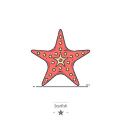 Fototapeta na wymiar Starfish - Line color icon