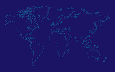 World map. Planet. Outlines of a map of the world.