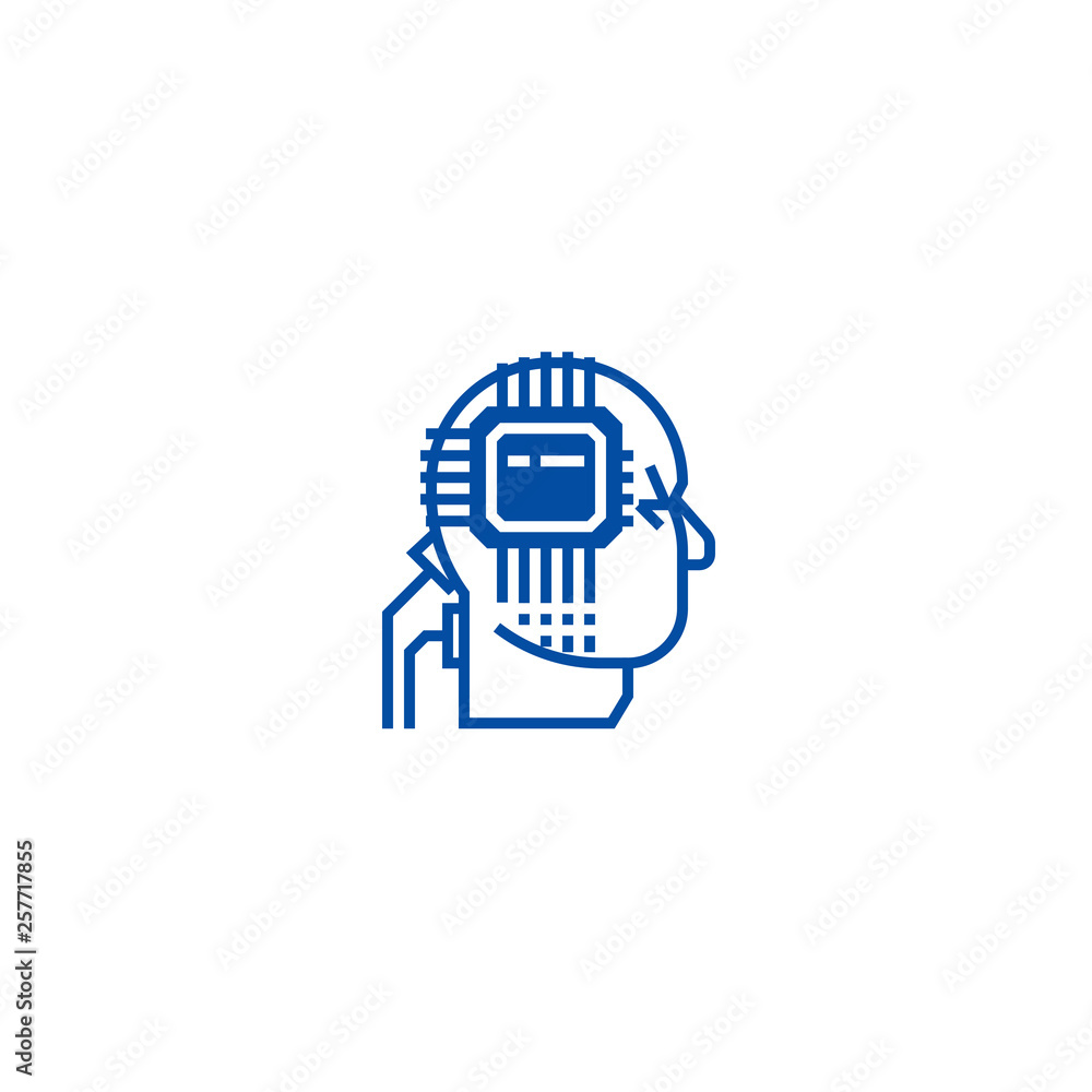 Poster artificial interlligence,ai line concept icon. artificial interlligence,ai flat vector website sign,