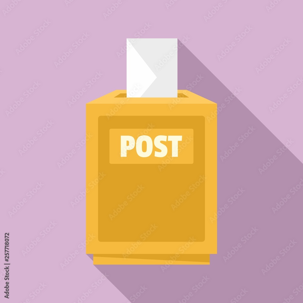 Poster envelope in post box icon. flat illustration of envelope in post box vector icon for web design