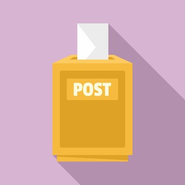 Envelope in post box icon. Flat illustration of envelope in post box vector icon for web design