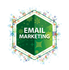 Email Marketing floral plants pattern green hexagon button