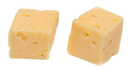 Cube of cheese isolated on a white background