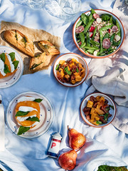 Picnic table with selection of dishes