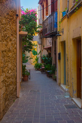 Chania old street of Crete island, Greece