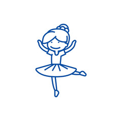 Ballerina girl,balet dancer line concept icon. Ballerina girl,balet dancer flat  vector website sign, outline symbol, illustration. © iconsgraph