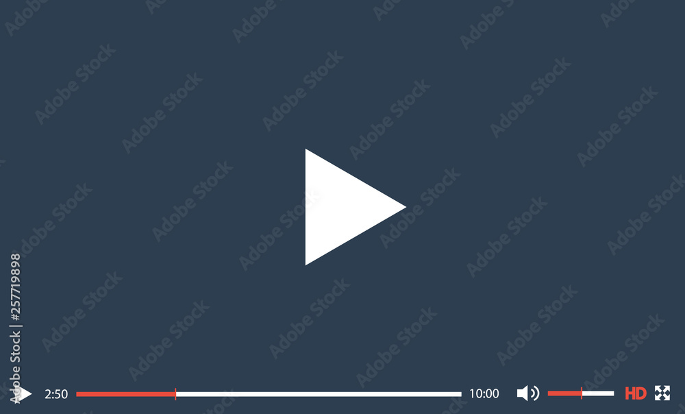 Poster modern video player design template for web and mobile apps. flat style. vector illustration. eps10