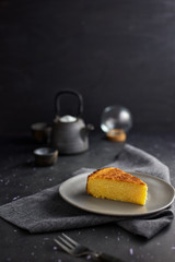 Polenta cake on table