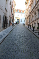 Naklejka na ściany i meble Prague street Czech Republic clear summer morning