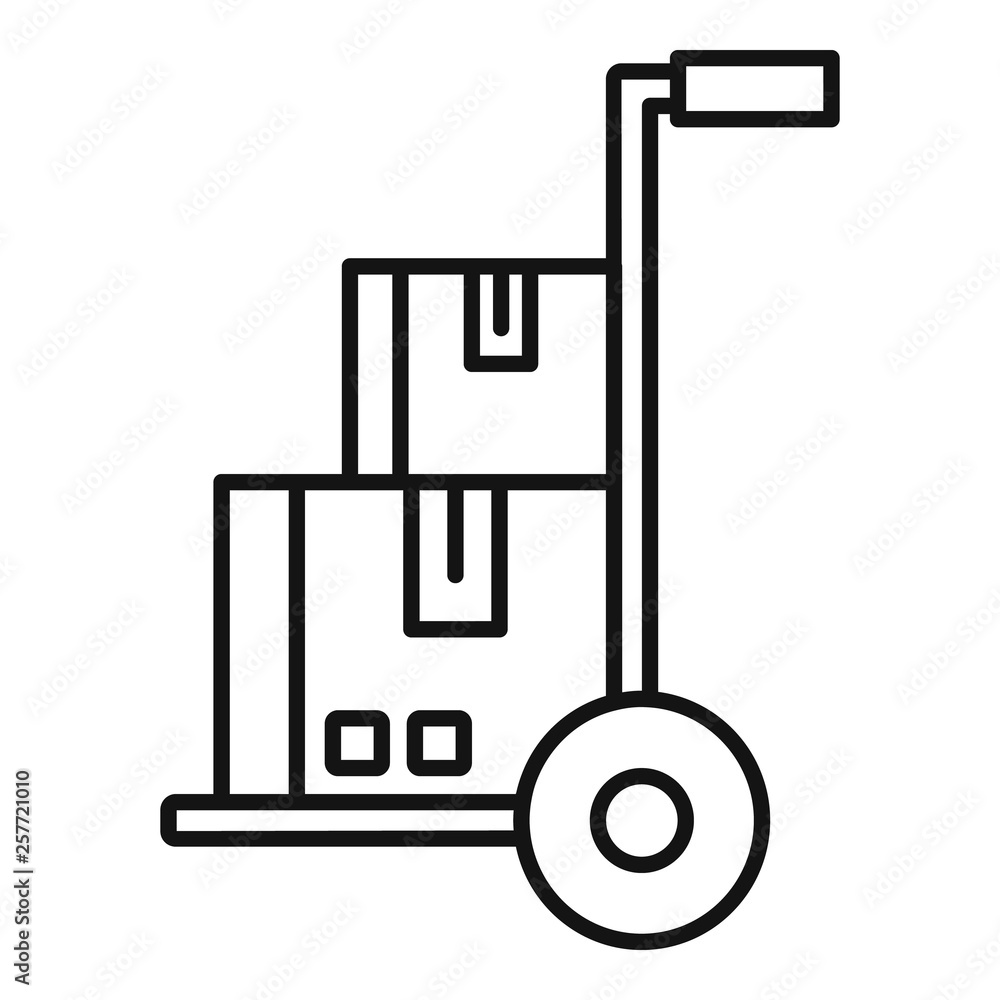 Poster warehouse cart icon. outline warehouse cart vector icon for web design isolated on white background