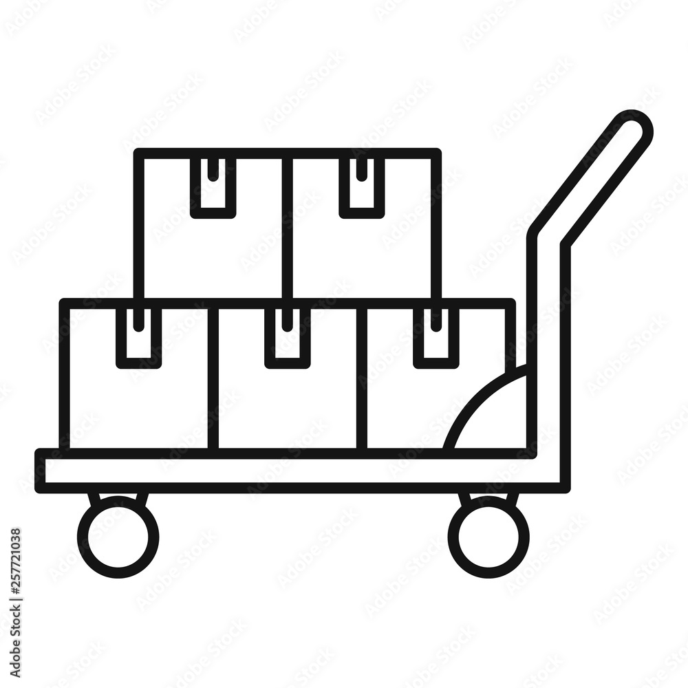 Poster delivery box cart icon. outline delivery box cart vector icon for web design isolated on white backg